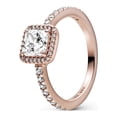 thumbnail image 1 of Pandora Anillo con Halo Cuadrado Brillante: Oro Rosa para Mujer, Apilable O en Capas, Rosa Chapada en Oro Rosa de 14 K con Circonita Cúbica, Talla 7.5, sin Caja de obsequio., 1 of 6