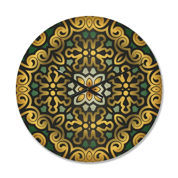 Designart 'Geometric Ornament Ethnic Floral ' Modern Wood Wall Clock