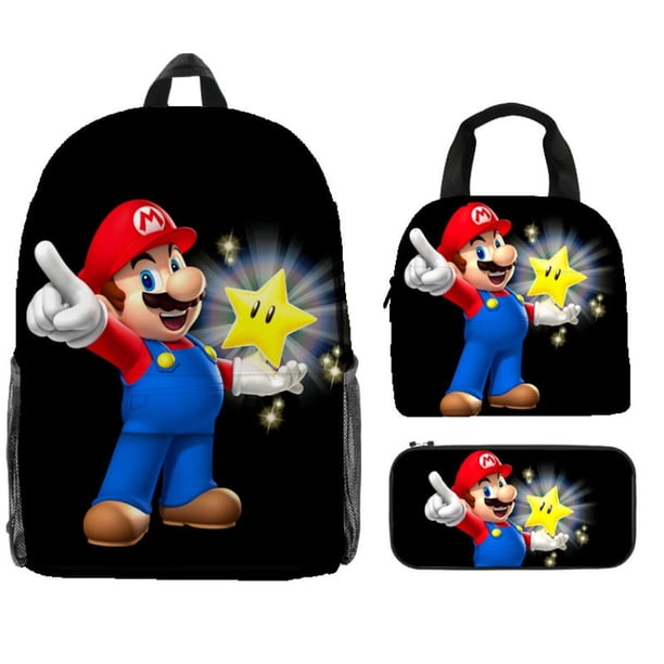 Princess Peach backpack mario lunch bag pencil case for kids