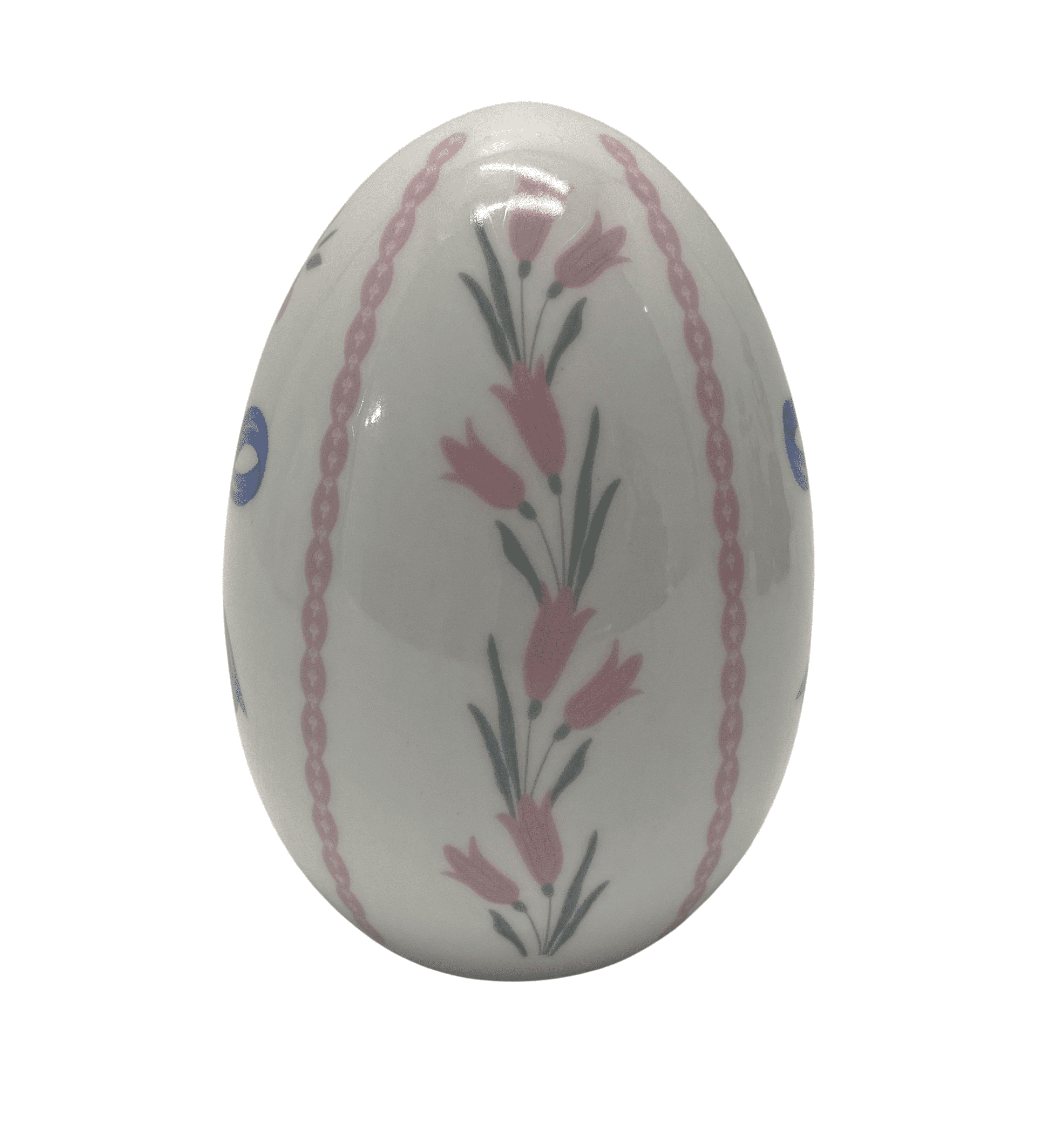 Ceramic Ribbon Bow Easter Egg Decoration, Blue and White, 4.5", by My Texas House