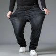 10XL Mens Black Jeans Oversize High Waist Loose Trousers Large Size