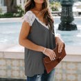 thumbnail image 4 of Camiseta de mujer Encaje Cuello en V Sin mangas Casual Loose Girl Summer Top, Gris oscuro, M Advancent AP001333-17, 4 of 5