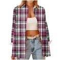 thumbnail image 4 of ZUKMRJPC Womens Vintage Plaid Shirts Classic Long Sleeve Button Down Collared Shirt Jacket Loose Lightweight Business Casual Work Tops, 4 of 4