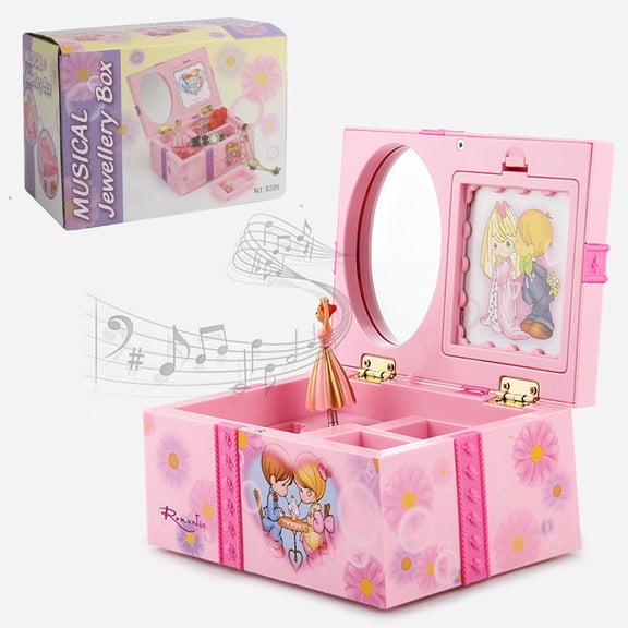 Rotating Ballet Music Jewelry Box with Mirror, Large Capacity Girls Jewelry Storage, Home Decor Ornaments, Christmas Birthday Gift for Women Girls