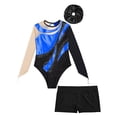 thumbnail image 3 of YONGHS Kids Girls Ballet Dance Outfits Gymnastic Leotard with Shorts Unitard Biketard Tracksuit Royal Blue&Black 14, 3 of 5