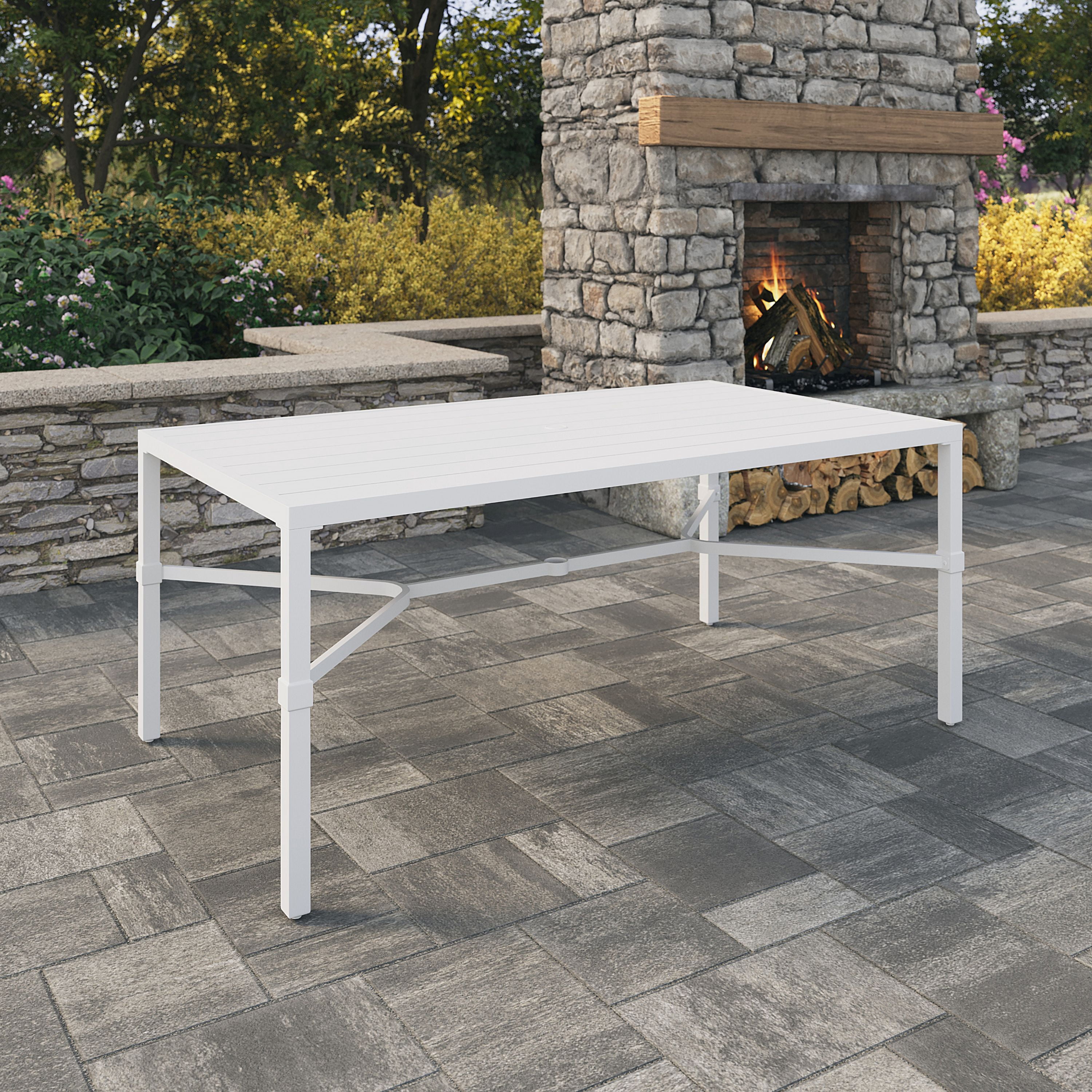 My Texas House Cambria 7-Piece Outdoor Dining Set, White/Blue
