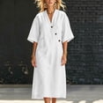 thumbnail image 5 of YuXingFu Long Dresses for Women Mini V-Neck Plus Size Womens Dress Short Sleeve A Line Casual Summer White S, 5 of 9