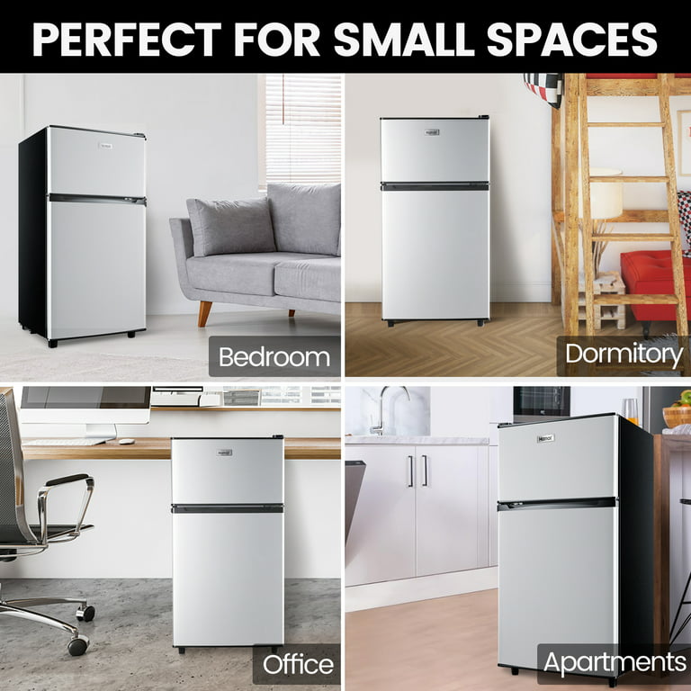 EUHOMY Mini Fridge with Freezer, 3.2 Cu.Ft Mini Refrigerator fridge, 2 door  For Bedroom/Dorm/Office/Apartment - Food Storage or Cooling