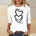 thumbnail image 3 of Hauts à Manches 3/4 pour Femmes, Blouse Décontractée à Col Rond Imprimée de Noël, 95 % Polyester 5 % Élasthanne, 3 of 7