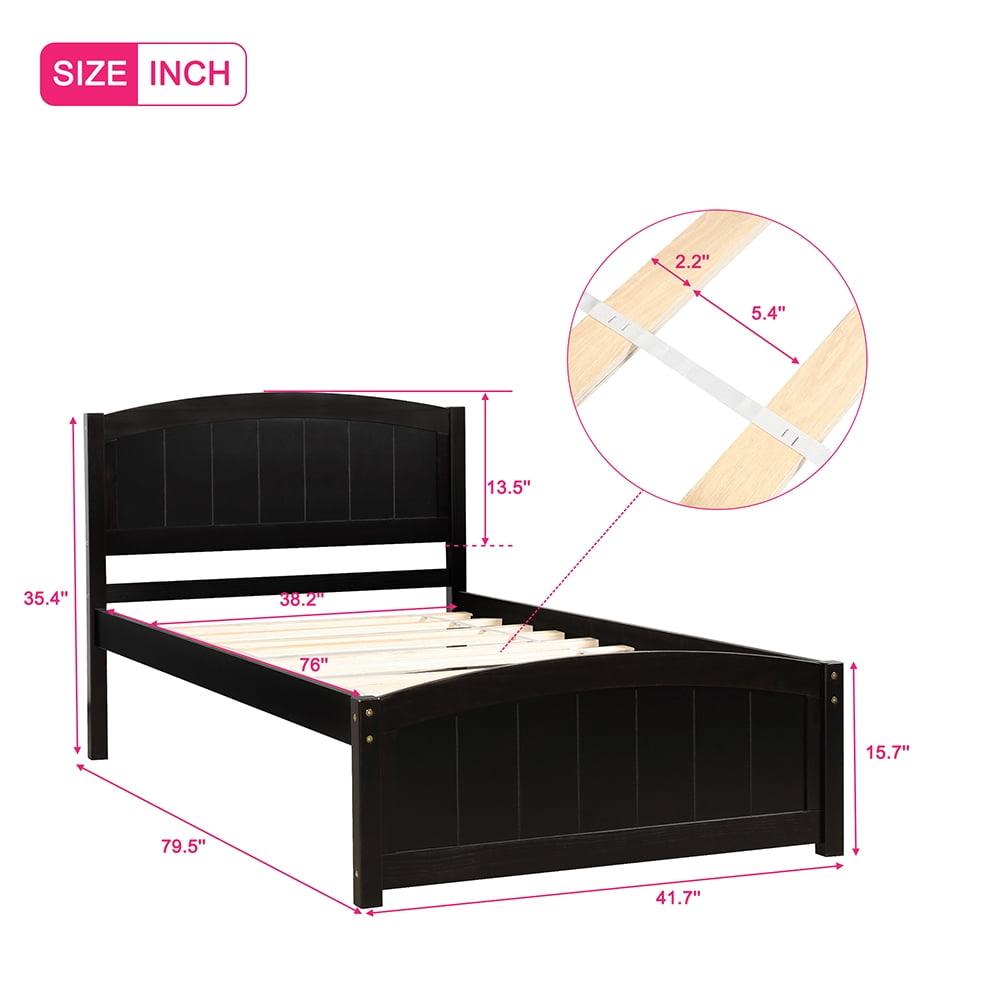 Private Jungle Platform Beds with Headboard, Footboard and Wood Slat Support-Espresso Private Jungle Platform Beds with Headboard, Footboard and Wood Slat Support-Espresso