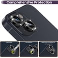 thumbnail image 4 of For Apple iPhone 15 / iPhone 15 Plus Bling Bling Ring Crystal Tempered Glass Camera Len Protector Cover Black, 4 of 5