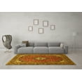 thumbnail image 3 of Ahgly Company Machine Washable Indoor Square Medallion Yellow Traditional Area Rugs, 4' Square, 3 of 4