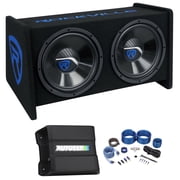 Rockville RV1212P Bundle: Dual 12 Inch 1200W Car Subwoofers, MM-2025.2D 2 Channel Amplifier, RWK41 4 AWG Wiring Kit, 3-items