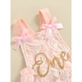 thumbnail image 5 of Newborn Baby Girl Bodysuit Mesh Dress Sleeveless Letter Print Square Collar Romper Dress, 5 of 9
