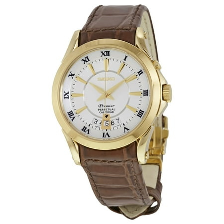 Kinetic Perpetual Calendar Watch - Premier Perpetual Calendar White Dial Mens Watch SNQ118