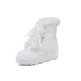 thumbnail image 4 of Ferndule Women Hidden Wedge Booties Lace Up Winter Boot Faux Fur Snow Boots Slip Resistant Plush Lined Ankle Bootie Walking Shoes Comfort Warm White 8, 4 of 4