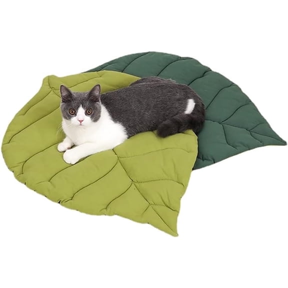 1 Pack Leaf Shaped Cat Bed Pad, 26.8 X 19.7 inch Double-Sided Warming Cat Mat for Indoor Cats