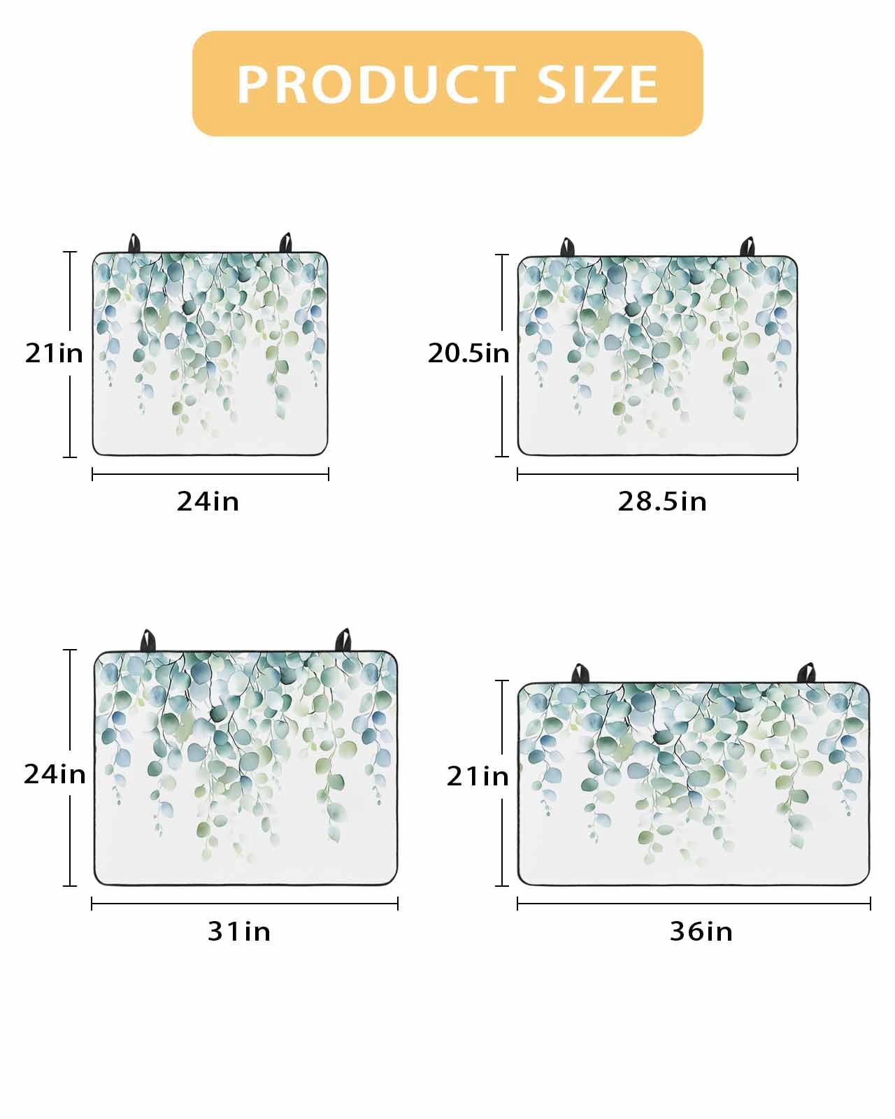 nqOlkjepod Large Induction Cooktop Protector Mat 24"x21", Sage Green Eucalyptus Stove Top Covers for Electric Stove, Watercolor Botanical Leaves Stove Burner Cover Mats, Glass Top Stove Cover