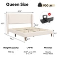 thumbnail image 4 of Frostbloom Queen Size Boucle Upholstered Platform Bed Frame with Wingback Headboard, Beige, 4 of 10
