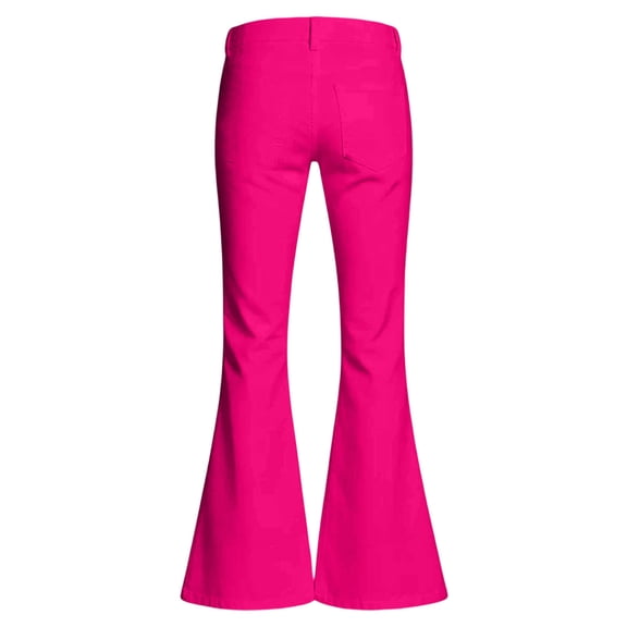 Girls Flared Pants, Button Front Stretch Fit Casual Trousers with Pockets, Everyday Bottoms for Kids 5-16 Years