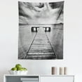 thumbnail image 1 of Black and White Tapestry, Old Wooden Pier on the Sea Dramatic Sky Heavy Clouds Rainy Weather, Fabric Wall Hanging Decor for Bedroom Living Room Dorm, 5 Sizes, Black and White, by Ambesonne, 1 of 1