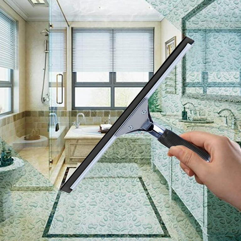 MR. SIGA Multi-Purpose Silicon Squeegee for Window, Glass, Shower Door, Car  Windshield, Heavy Duty Window Scrubber, Includes Suction Hook, 10 inch,  Grey & Black, 1 Pack 