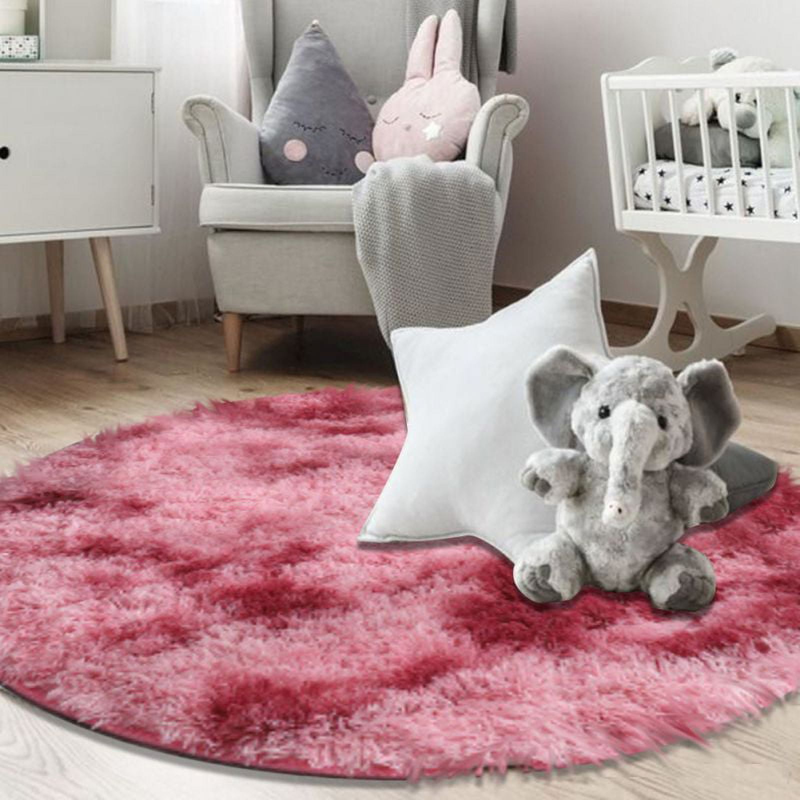 Fluffy Shaggy Round Area Rug For Kids Children Bedroom Playroom Round Plush Carpet Living Room Decor Soft Faux Fur Luxury Rug Plush Multicolor Area Rug