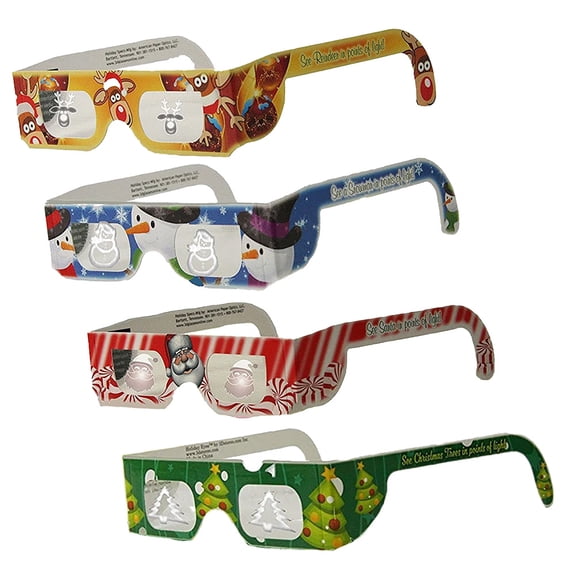 Christmas Glasses for Children - Holiday Eyes (TM) - 6 Pairs - 4 Styles - Snowflake, Snowman, Reindeer and Santa