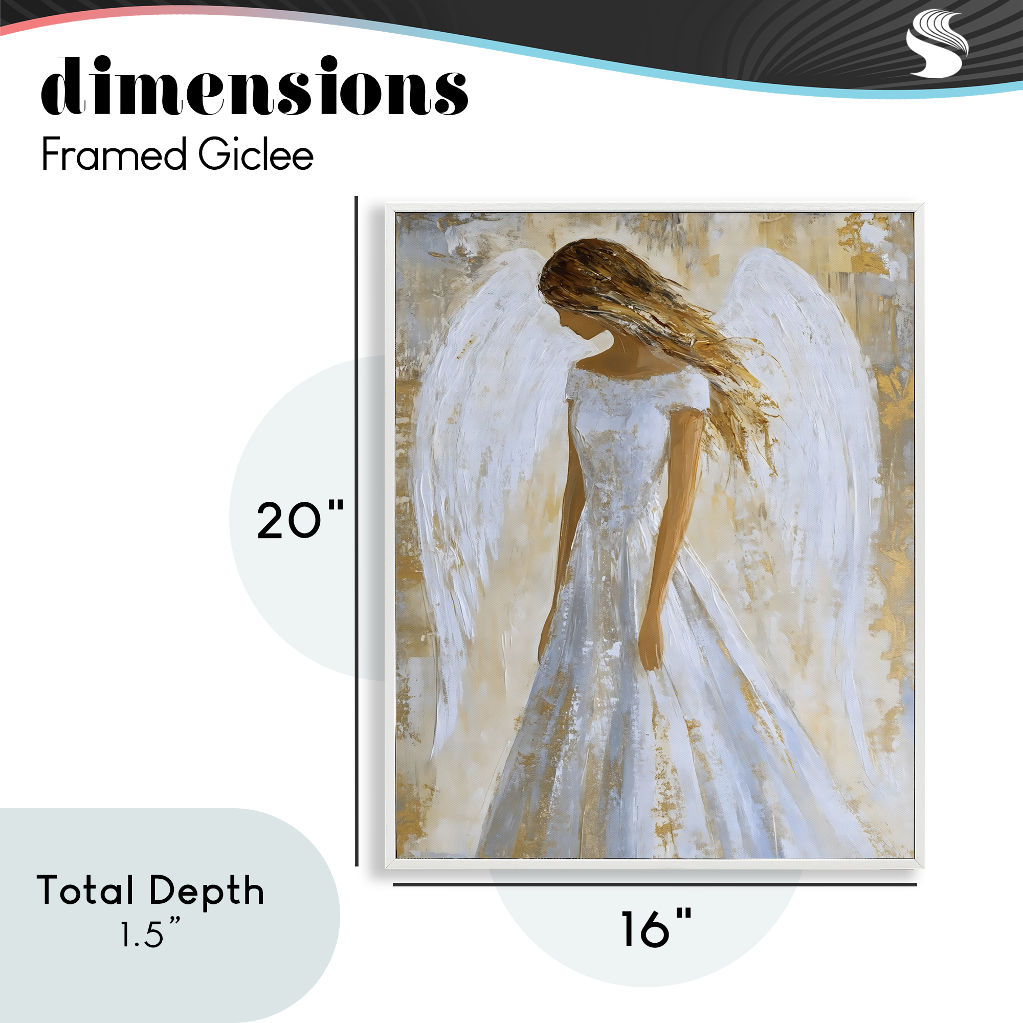 Holy Angel In White White Framed Giclee Art, design by Franklyn Gregory