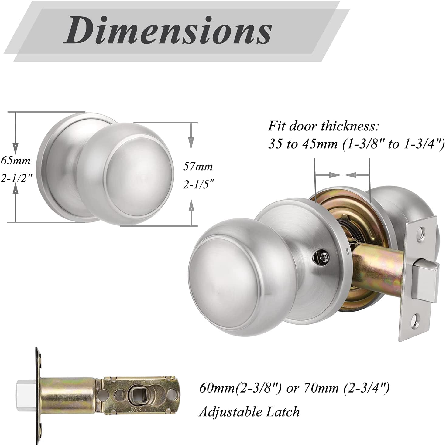 Door Knob, Passage Door Knob for Closet Hall, Interior Doorknob, Oil Rubbed Bronze, 1 Pack