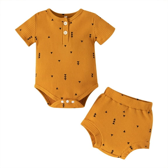 Dooleck Ribbed Baby Clothes Set Infant Girl Bodysuit Onesies Bloomer Shorts Outfits