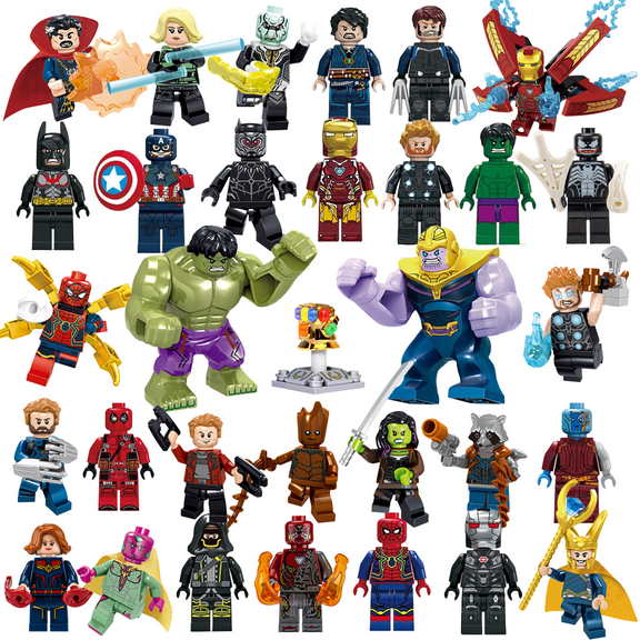 32 Pcs Super Hero Minifigures Building Blocks Toys Set, Collectible 1.77-2.95 Inchs Hulk Iron Man Action Figures Kits, Gift for Kids Fans