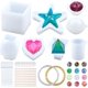 thumbnail image 1 of Juego de 52 moldes de resina epoxi de silicona transparente, incluyendo pirámide, diamante, esfera, estrella de mar y resina epoxi., 1 of 7