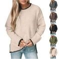 thumbnail image 5 of Yangnuo Womens Trendy Casual Cozy Comfy Sweaters for Fall Winter Women's Long Sleeved Round Neck Knitted Sweater Pullover Sweater, 5 of 5