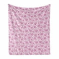 thumbnail image 1 of Garden Art Soft Flannel Fleece Throw Blanket, Pastel Colored Line Art Pattern Flourishing Wildflowers with Foliage, Cozy Plush for Indoor and Outdoor Use, 70" x 90", Pink and Pale Pink, by Ambesonne, 1 of 6