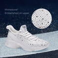 thumbnail image 3 of LUCKY STEP Fashion Rhinestone Mesh Sneaker Breathable Glitter Walking Shoes,White,Womens, 3 of 12