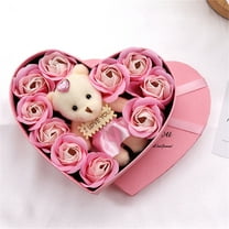 Vikakiooze Valentine's Day 10 Flowers Soap Flower Gift Rose Box Bears Bouquet Festival Gift
