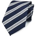 thumbnail image 3 of ORUYROP Cravate Formelle en Soie Jacquard Bleu Gris à Rayures Classiques pour Hommes, 3 of 5