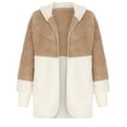 thumbnail image 4 of IROINNID Cardigan for Women Open Front Clearance And Winter Loose Hoodie Patchwork Color Female Blouse Plush Cardigan Long-sleeved Coat,Khaki, 4 of 6