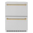 thumbnail image 2 of ZLINE Autograph Edition 24 in. Touchstone 168 Can Outdoor-Rated Dual Refrigerator Drawer with DuraSnow Stainless Steel Doors and Champagne Bronze Handles (RDSOZ-SN-24-CB), 2 of 2
