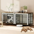 thumbnail image 7 of Erinnyees 79" Double Dog Crate Furniture, Extra Large Dog Cage Large Breed, Wooden Dog Crate TV Stand, Furniture Style Dog Kennel with Divider, Beige, 7 of 7