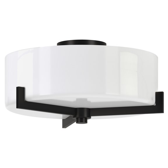 Evelyn&Zoe 17.5" Blackened Bronze Metal/Glass Semi Flush Mount