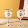 thumbnail image 6 of Visland 2PCS Vintage Metal Embossed Wine Cup, Hand-made Goblet Engraving Flower Pattern Shot Glass Liqueur Goblet Wine Chalice Art Craft Decoration for Weddings Home Decor Blessings Cup, 6 of 6