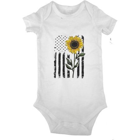 

Sunflower American Flag Baby Jersey Bodysuit Romper Jumpsuit Short Sleeve T-Shirt Playsuit