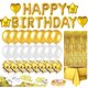 thumbnail image 1 of Decoración de fiesta de cumpleaños, pancarta de feliz cumpleaños, cortina de flecos azul cielo, mantel de aluminio, globos de confeti de aluminio con forma de estrella y corazón, 1 of 5