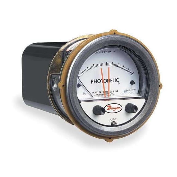 Dwyer Instruments Pressure Gauge,0.25In to 0 to 0.25In H2O A3300-0