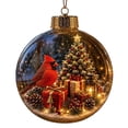 thumbnail image 5 of Clear Glass Christmas Ornament Ball with Cardinal Bird, Mini Christmas Tree Scene Inside, Gold Crown Hanging Tree Decoration, 3.2x3.2 Inch, 1 Count, 5 of 7