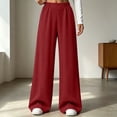 thumbnail image 2 of LEAVINGSUO Wide Leg Pants for Women Solid High Waist Elastic Sweatpants Casual Loose Flowy Workout Pants With Pocket Wine XXL, 2 of 8