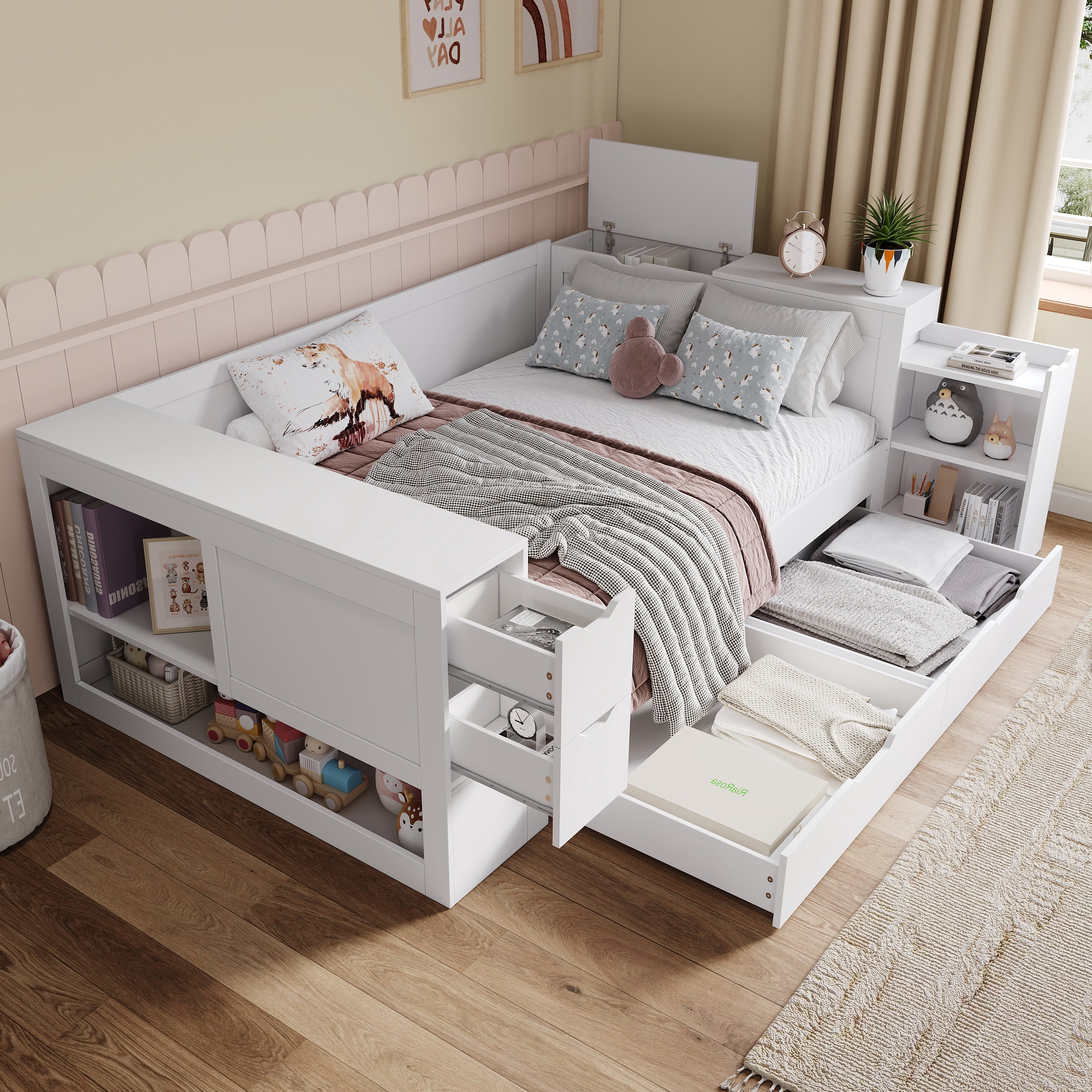 Noble House Full Size Daybed with Headboard Storage, White - Walmart.ca