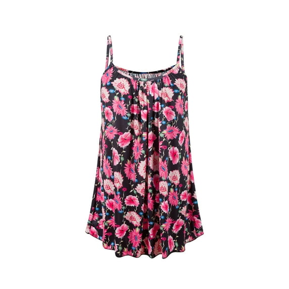 IROINNID Sundress For Women Casual Sleeveless Bandage Loose Vest Sling Stripe Printing Dress Round Neckline Knee-Length Dress